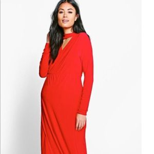 Maternity red maxi dress 💕